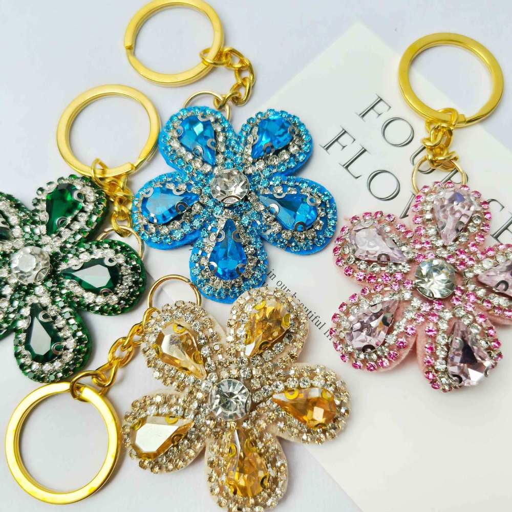 Porte-Clés Luxueux Daily Flower En Alliage Multicolore Et Strass, Collection Daily Flower Image4