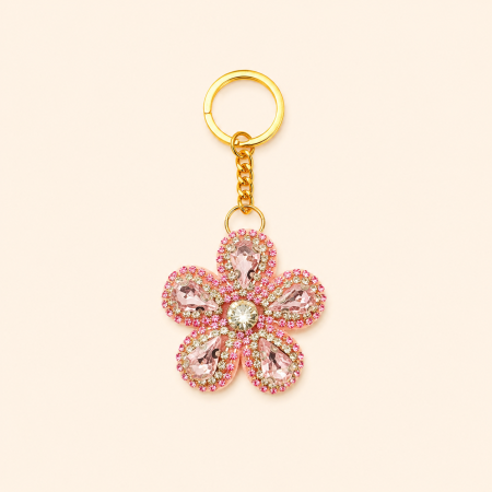 Porte-clés luxueux Daily Flower en alliage multicolore et strass, collection Daily Flower