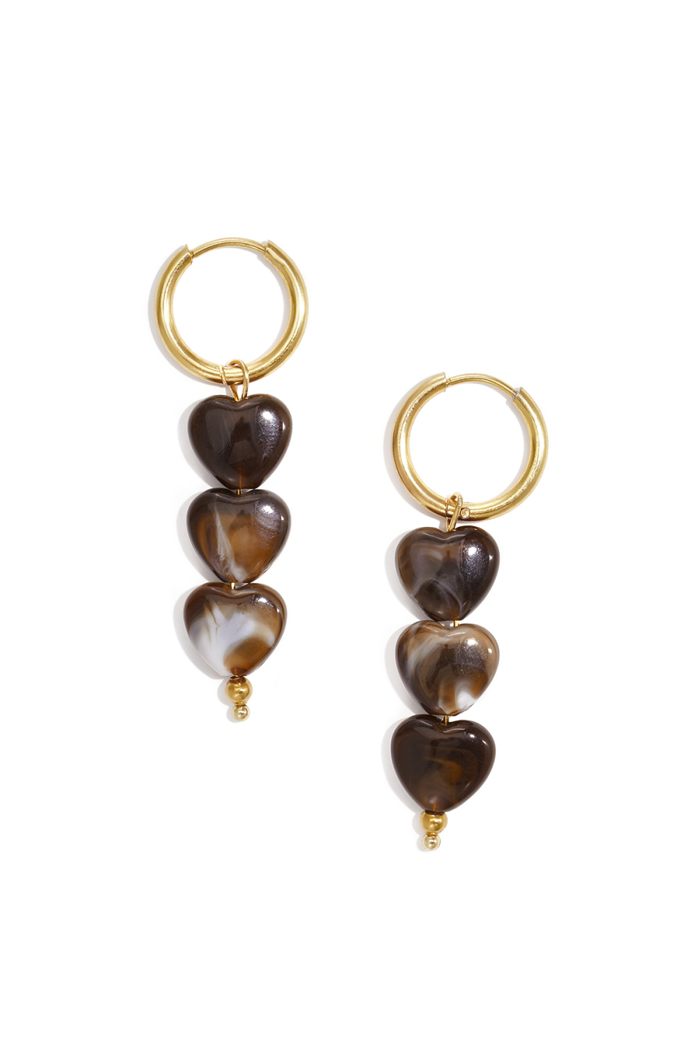 Boucles D'Oreilles En Perles D'Acier Inoxydable En Forme De Cœur, Collection Daily Simple, Bijoux Pour Femmes