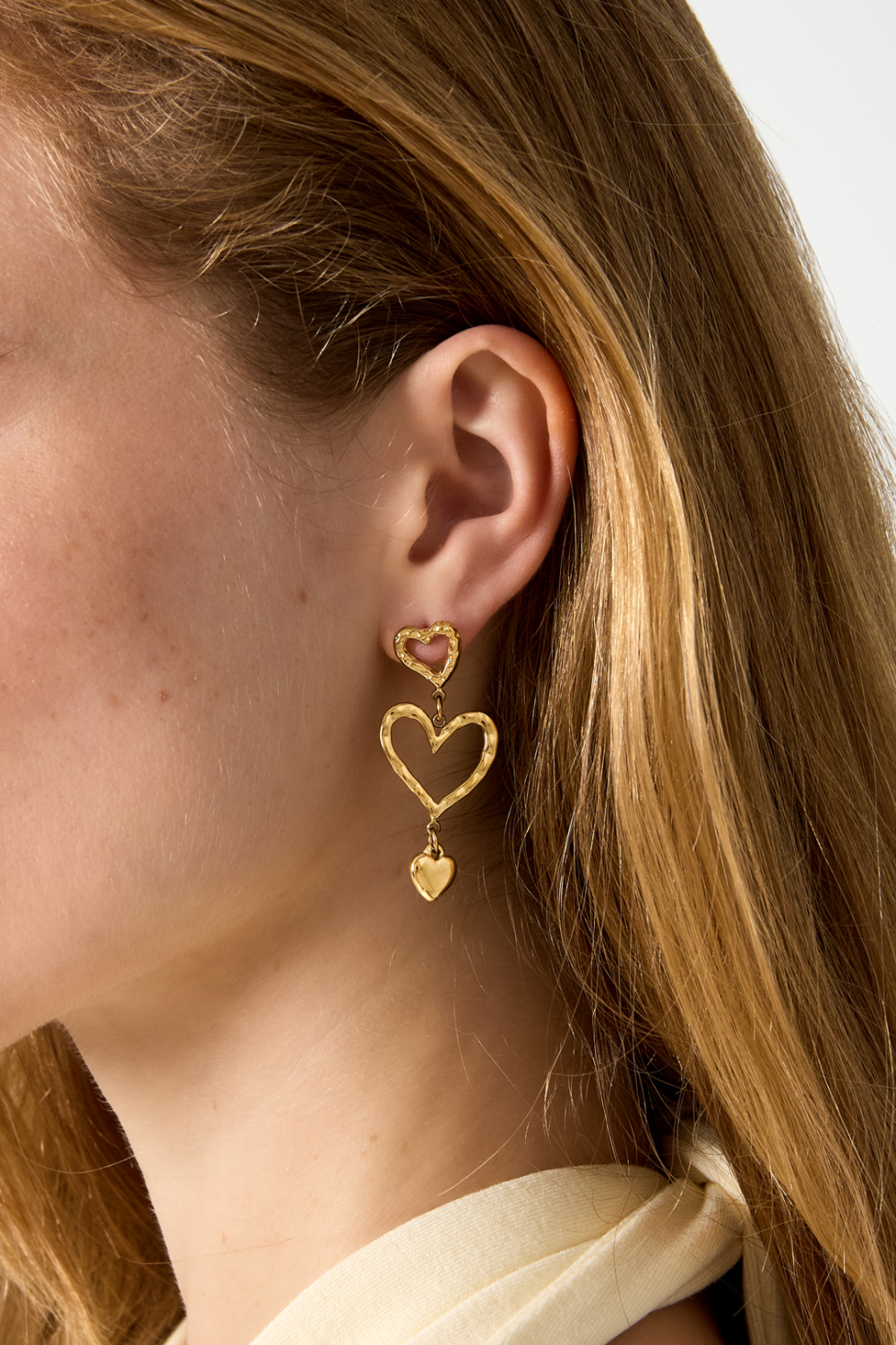 Boucles D'Oreilles Pendantes En Acier Inoxydable En Forme De Cœur, Collection Décontractée Et Simple Pour Femmes h5Image2
