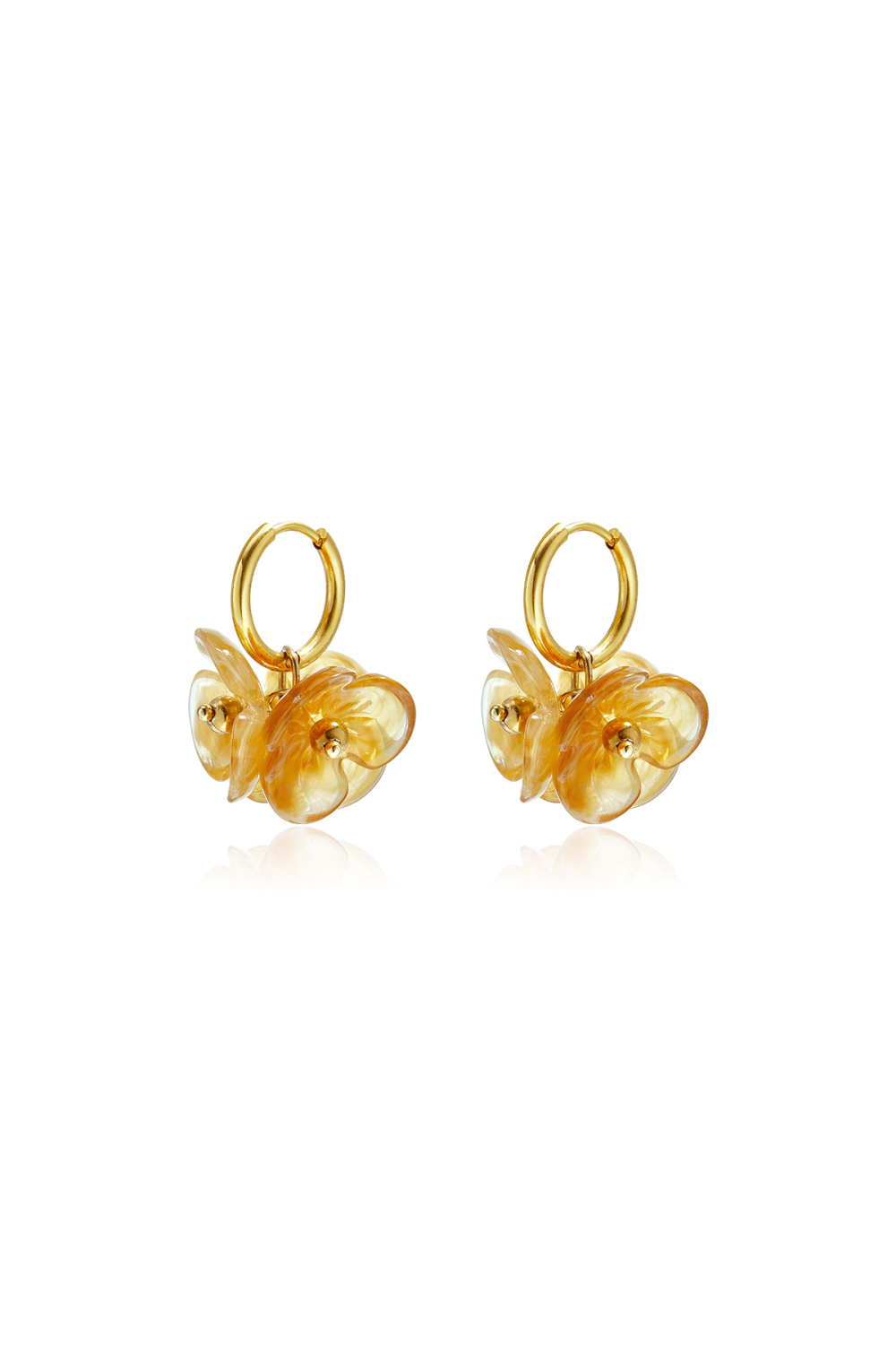 Boucles D'Oreilles En Perles D'Acier Inoxydable, Style Floral, Collection Daily Simple, Bijoux Pour Femmes 