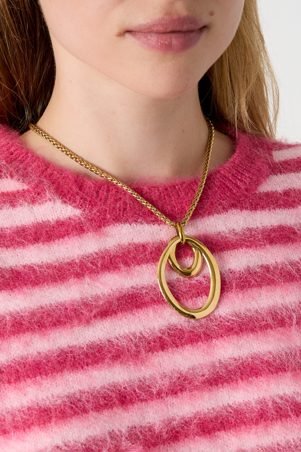 Colliers Pendentifs En Acier Inoxydable, Style Cercle, Collection Décontractée Et Simple Pour Femmes h5Image2