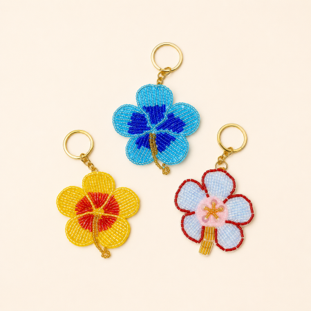 Porte-clés en perles de rocaille tissées, couleurs assorties, de la série Simple Daily Flower Beads