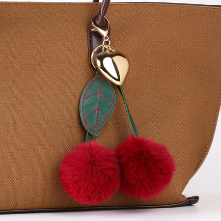Breloques de sac quotidiennes en forme de cœur, feuille, cerise et strass PU, collection Simple Series