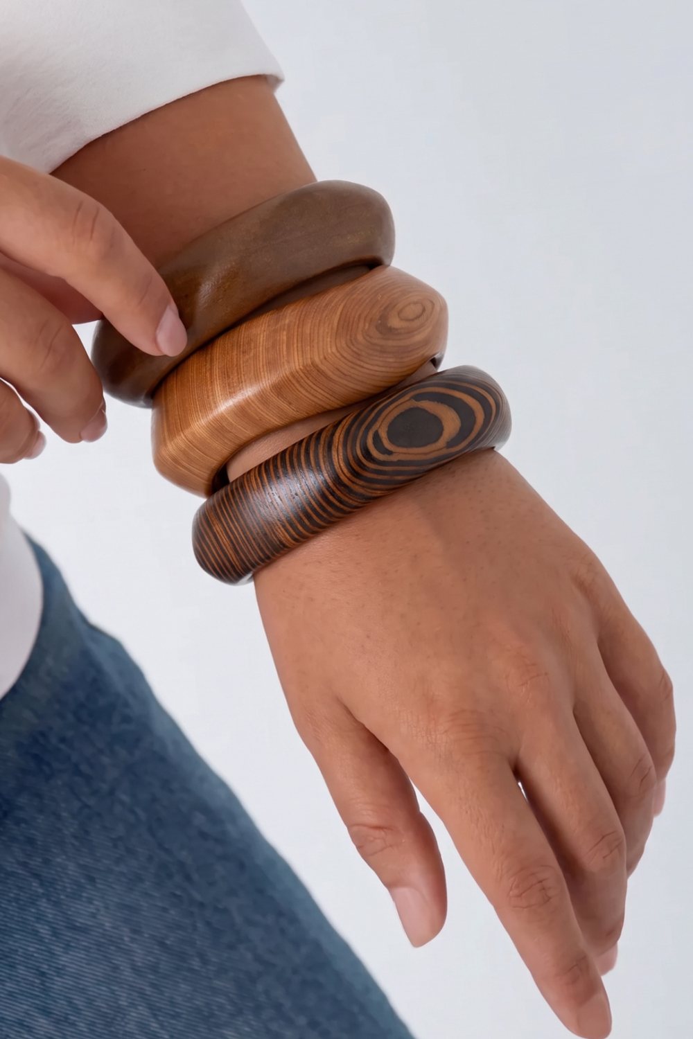 Bracelets En Bois De Forme Irrégulière, Collection Simple Daily Simple, Bijoux Pour Femmes Image2