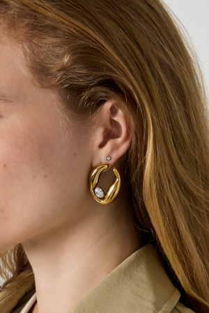 Boucles D'Oreilles Puces En Acier Inoxydable, Forme Irrégulière, Collection Simple Daily Simple, Bijoux Pour Femmes h5 Image2