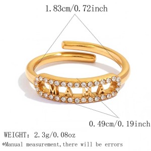Bagues En Acier Inoxydable Étanches, Couleur Or, Strass, Collection Simple Series Daily Letter h5 