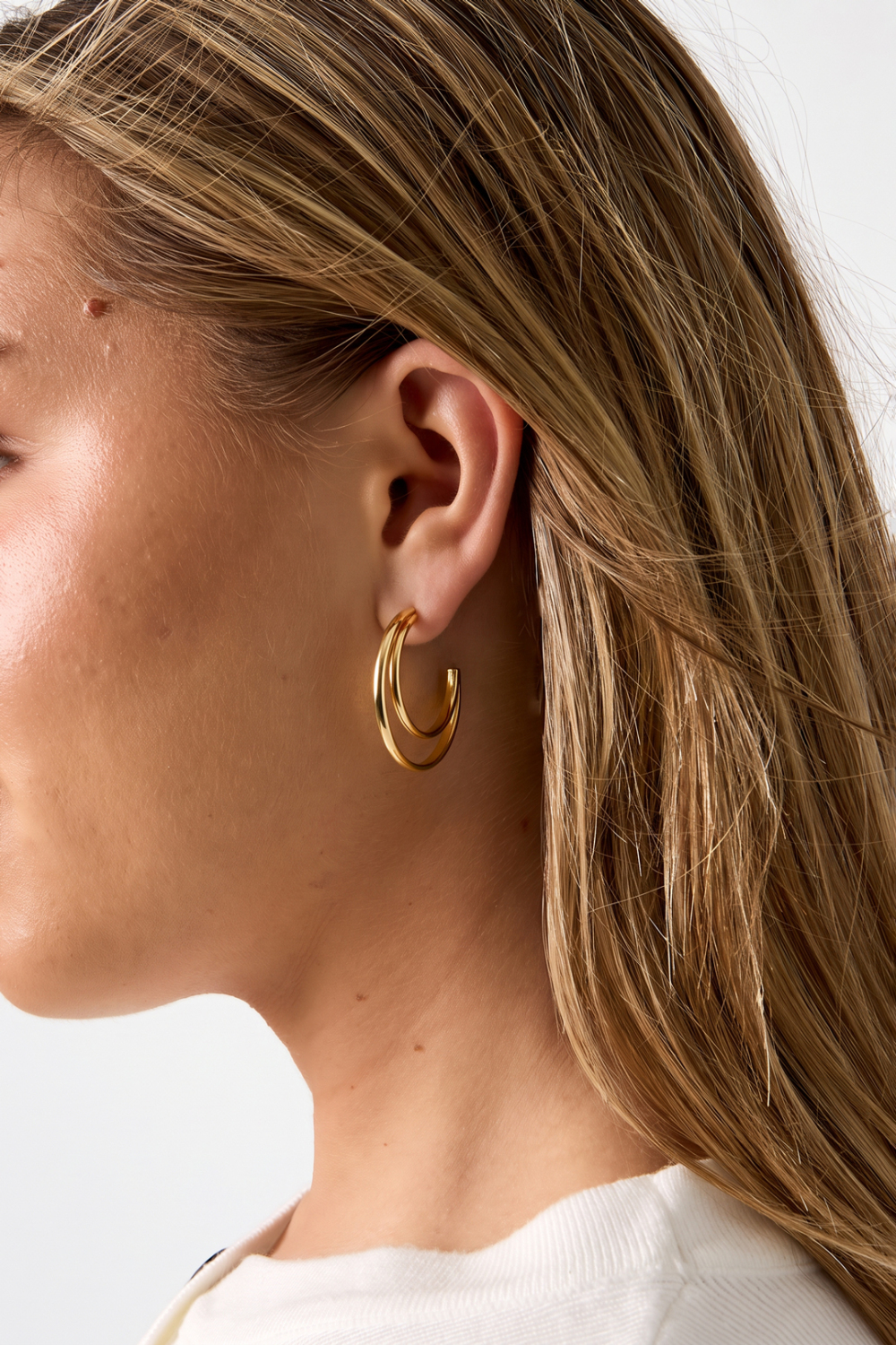 Boucles D'Oreilles Créoles En Acier Inoxydable, Style Simple Et Quotidien, Collection De Bijoux Pour Femmes h5Image2