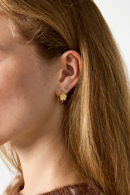 Boucles d'oreilles créoles en acier inoxydable, motif floral, collection Daily Simple, bijoux pour femmes 2