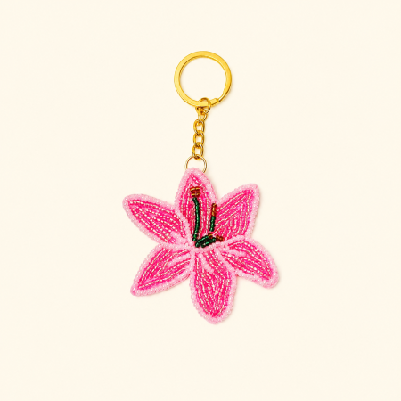 Porte-clés en perles tissées style océanique, perles de fleurs naturelles multicolores, orné d'étoiles de mer, collection Simple Series.