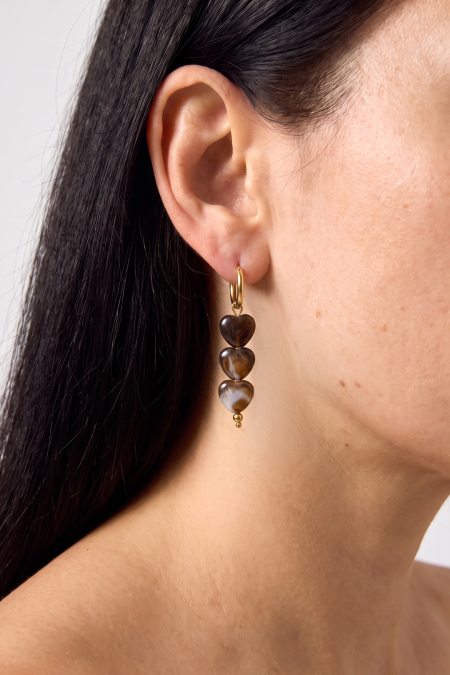 Boucles d'oreilles en perles d'acier inoxydable en forme de cœur, collection Daily Simple, bijoux pour femmes 2