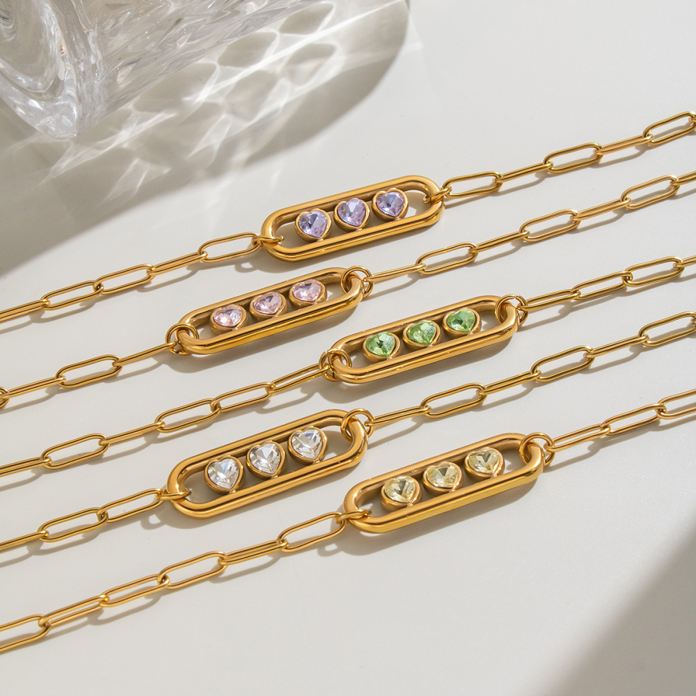 Colliers Pendentifs Pour Femmes En Acier Inoxydable, Couleur Or, Avec Zircon En Forme De Cœur Image3
