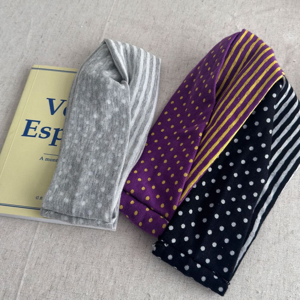Bandeaux À Cheveux Simples, Décontractés, À Rayures Torsadées, À Pois Et Strass En Polyester Multicolores Image4