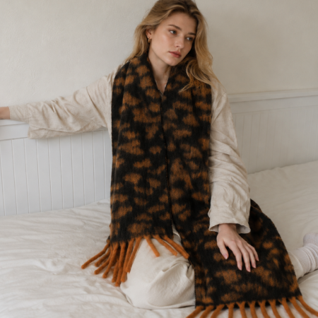 Écharpes d'hiver en laine et polyester à pompons, imprimé léopard rétro, collection Simple 2