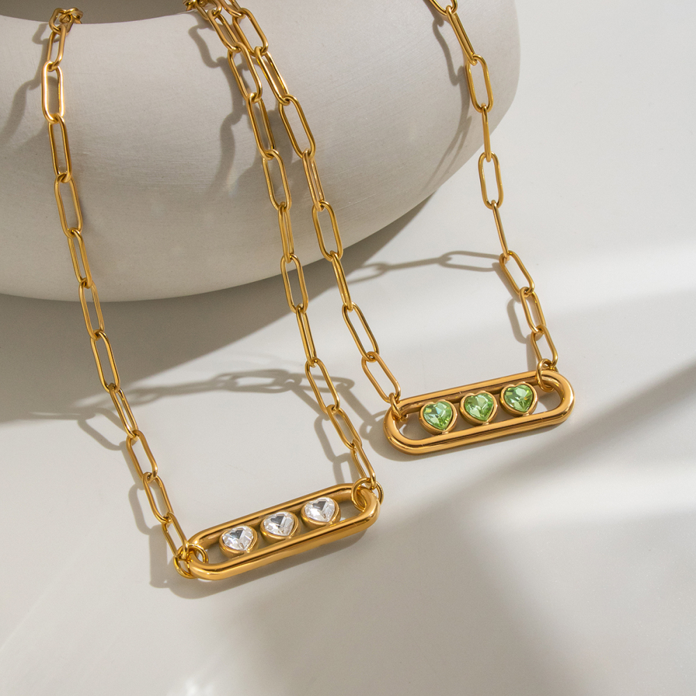 Colliers Pendentifs Pour Femmes En Acier Inoxydable, Couleur Or, Avec Zircon En Forme De Cœur Image4
