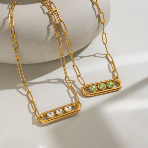 Colliers Pendentifs Pour Femmes En Acier Inoxydable, Couleur Or, Avec Zircon En Forme De Cœur h5 Image4
