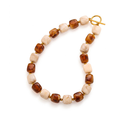 Colliers de perles rétro simples, dégradé de couleurs, en acrylique doré pour femmes