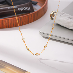 Colliers À Maillons Pour Femmes En Acier Inoxydable Étanche, Couleur Or, Avec Zircon h5 Image4
