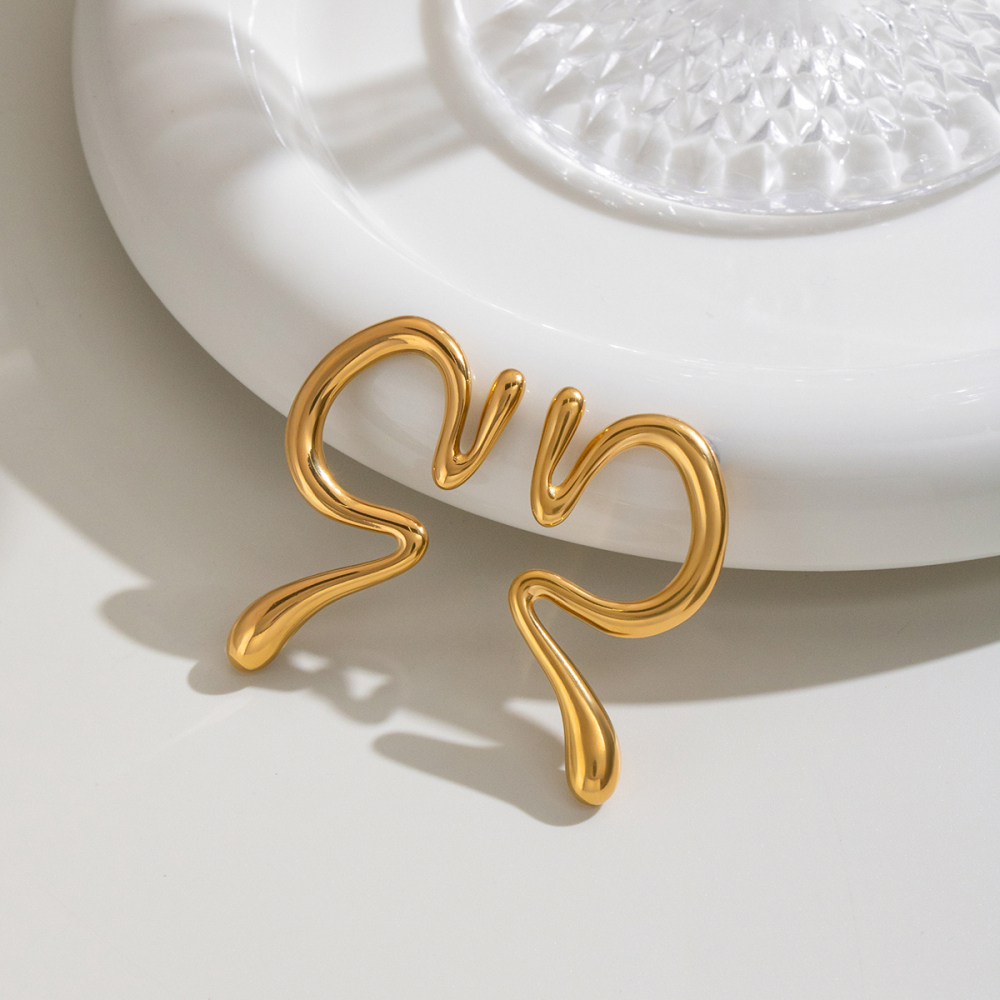 Boucles D'Oreilles Manchettes Pour Femmes En Acier Inoxydable Étanche, Couleur Or Image3
