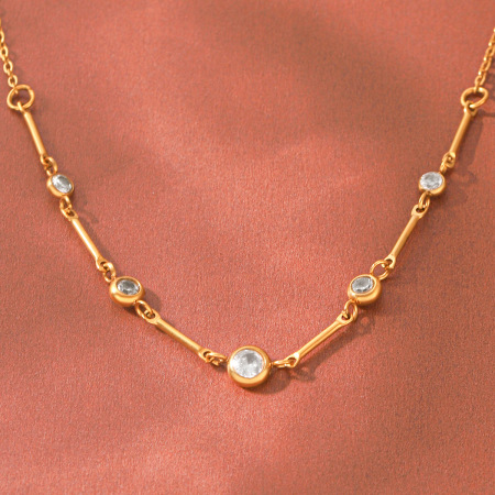 Colliers À Maillons Pour Femmes En Acier Inoxydable Étanche, Couleur Or, Avec Zircon