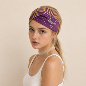 Bandeaux À Cheveux Simples, Décontractés, À Rayures Torsadées, À Pois Et Strass En Polyester Multicolores h5 Image3