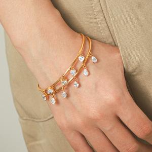 Bracelet Manchette Pour Femme En Acier Inoxydable Étanche, Couleur Or, Avec Zircon. h5 Image5