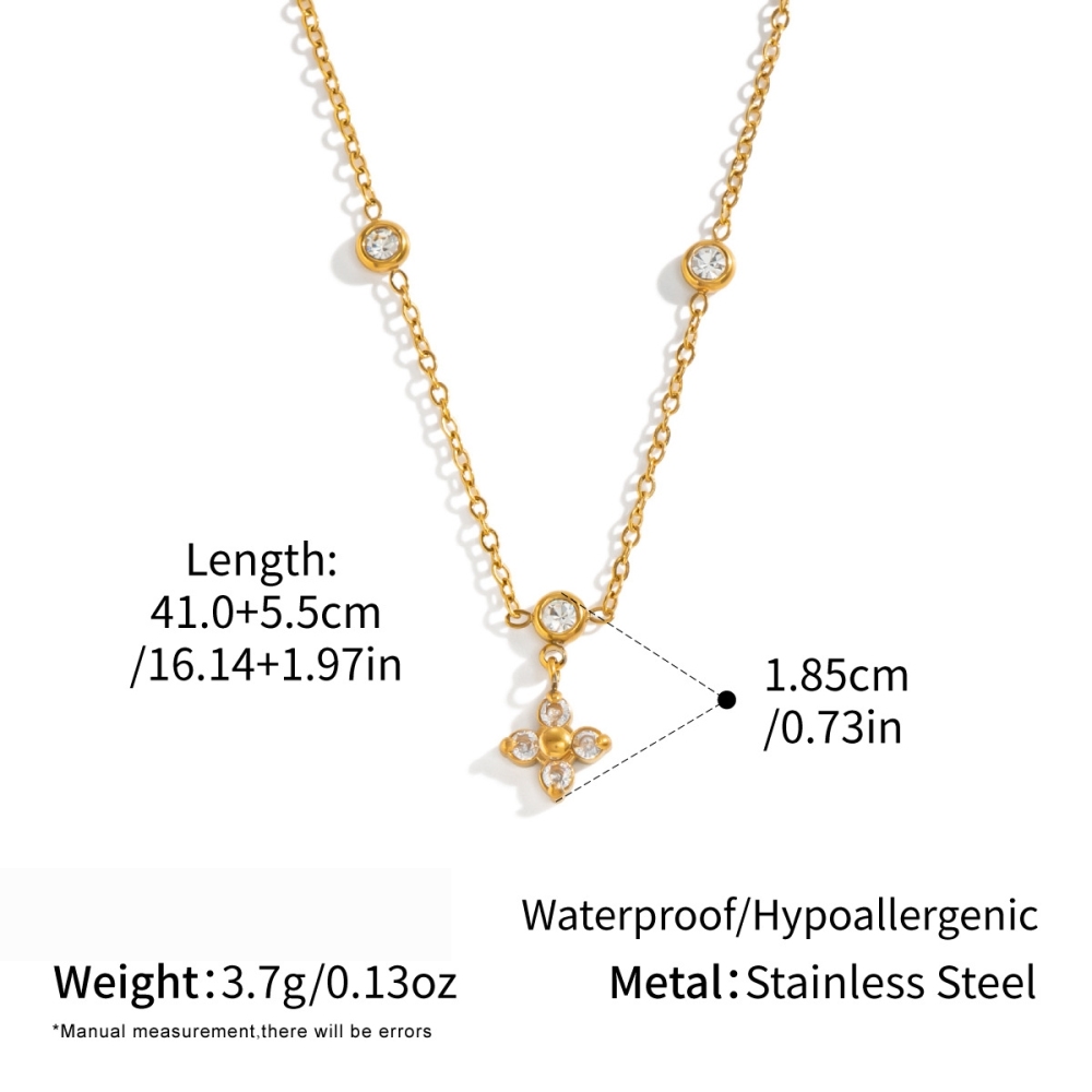 Colliers À Maillons Pour Femmes En Acier Inoxydable Doré Avec Zircon, Collection Simple Stover 