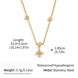 Colliers À Maillons Pour Femmes En Acier Inoxydable Doré Avec Zircon, Collection Simple Stover h5 