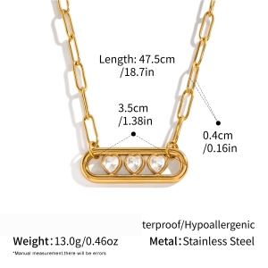 Colliers Pendentifs Pour Femmes En Acier Inoxydable, Couleur Or, Avec Zircon En Forme De Cœur h5 