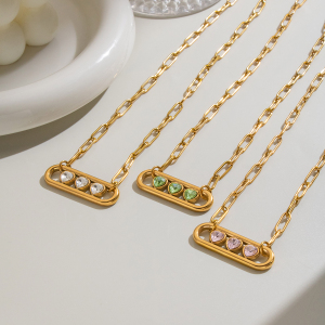 Colliers Pendentifs Pour Femmes En Acier Inoxydable, Couleur Or, Avec Zircon En Forme De Cœur h5 Image5