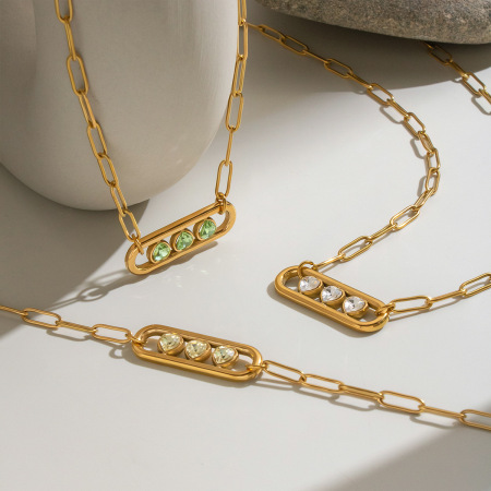 Colliers pendentifs pour femmes en acier inoxydable, couleur or, avec zircon en forme de cœur