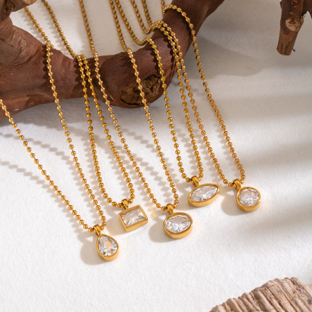 Colliers pendentifs pour femmes en acier inoxydable étanche, forme géométrique, couleur or