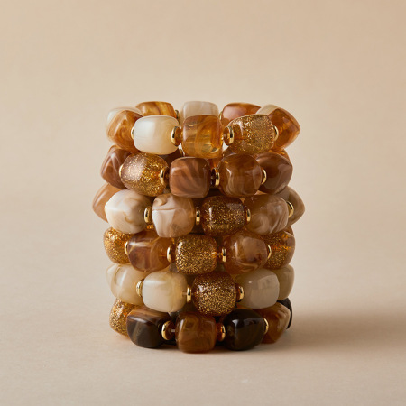 Bracelets en acrylique pour femmes, style rétro, forme irrégulière et dégradé de couleurs, ornés de perles. Collection Simple.