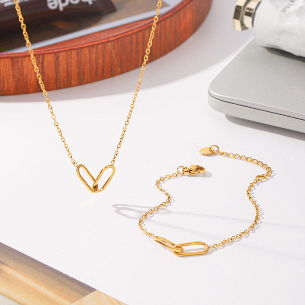 Colliers Pendentifs Pour Femmes En Acier Inoxydable Étanche, Forme Elliptique, Couleur Or Image3