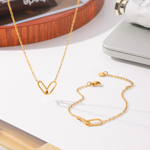 Colliers Pendentifs Pour Femmes En Acier Inoxydable Étanche, Forme Elliptique, Couleur Or h5 Image3