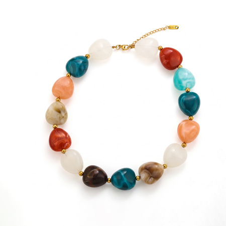 Colliers de perles décontractées pour femmes, en acrylique, dégradé de couleurs, collection Simple Series