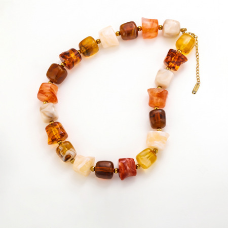 Colliers de perles rétro simples en acrylique à dégradé de couleurs pour femmes