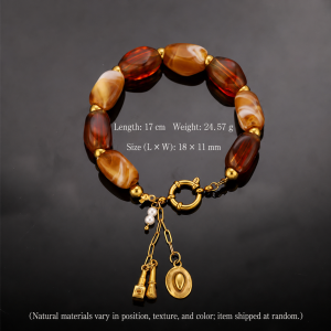 Bracelet Classique Et Élégant Pour Femme, En Acier Inoxydable Imperméable, Perles Dégradées, Couleur Or Et Pierres Naturelles. h5