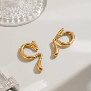 Boucles D'Oreilles Manchettes Pour Femmes En Acier Inoxydable Étanche, Couleur Or h5 Image4