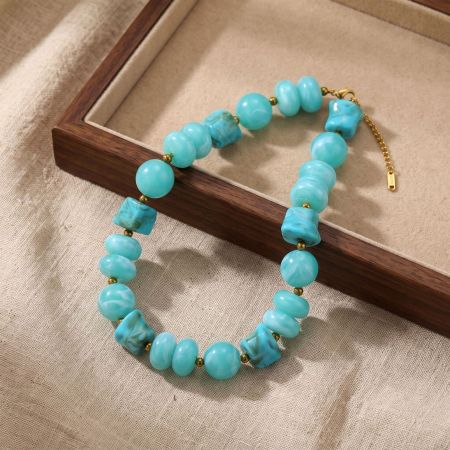 Colliers de perles rétro simples en acrylique à dégradé de couleurs pour femmes