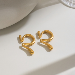 Boucles D'Oreilles Manchettes Pour Femmes En Acier Inoxydable Étanche, Couleur Or h5 Image2