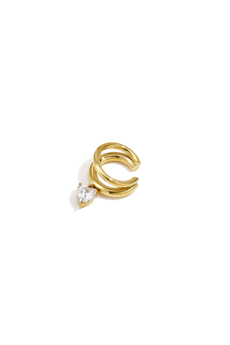 Boucles d'oreilles manchettes en acier inoxydable en forme de cœur, collection Simple Daily Simple, bijoux pour femmes
