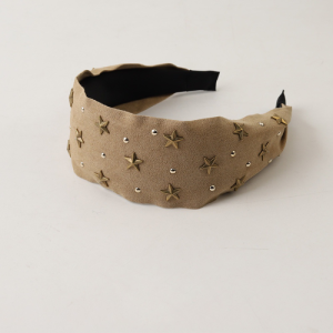 Bandeaux À Cheveux En Daim À Rivets Étoiles, Coloris Uni, Style Rétro, Collection Simple Series h5