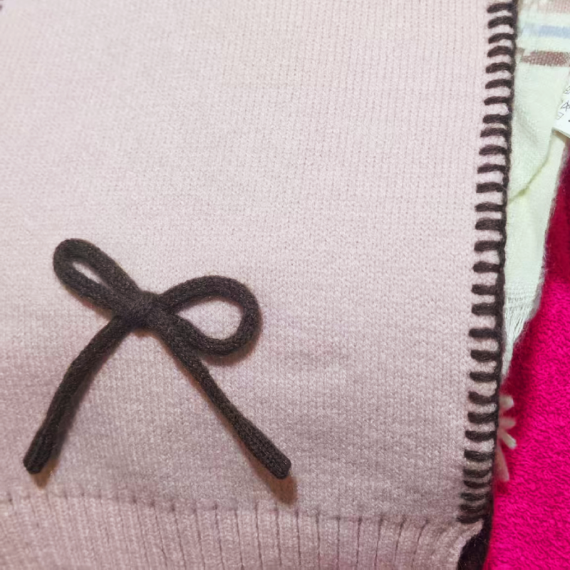 Écharpes D'Hiver En Polyester Uni, Motif Nœud Papillon Et Lettre Douce, Collection Simple Series Image3