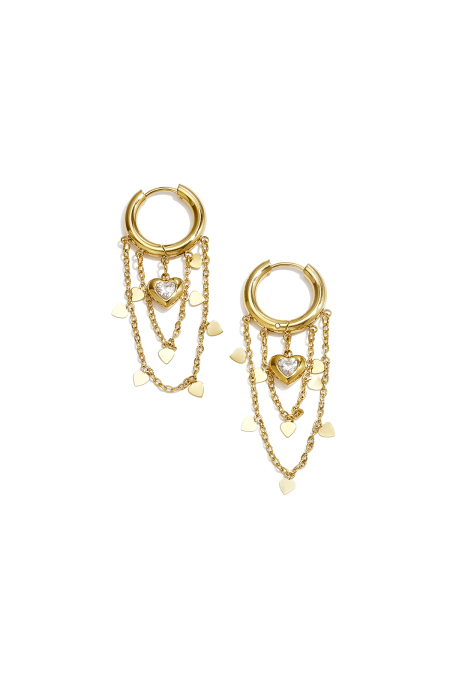 Boucles D'Oreilles Pendantes En Acier Inoxydable En Forme De Cœur, Collection Élégante Et Simple Pour Femmes, Bijoux Du Quotidien