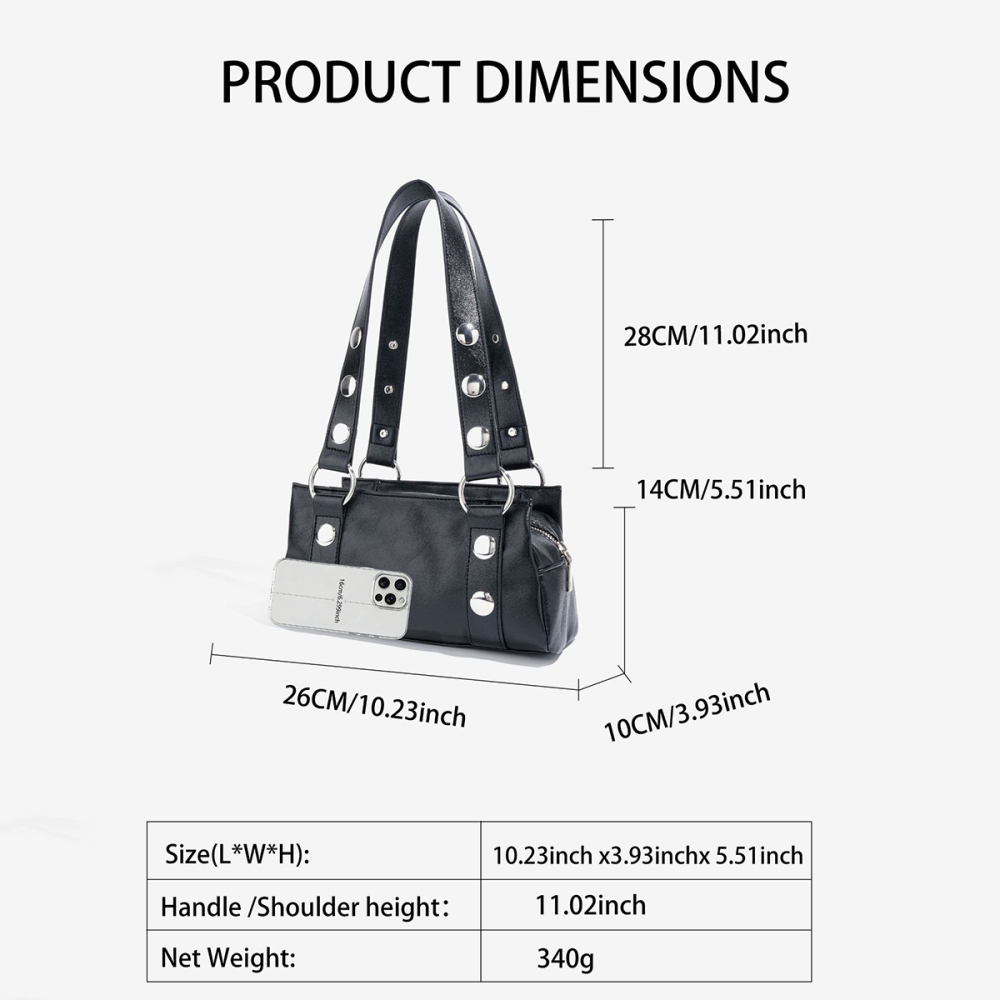 Sac Bandoulière Carré En Pu À Rivets Cloutés Style Streetwear Pour Femme Image5