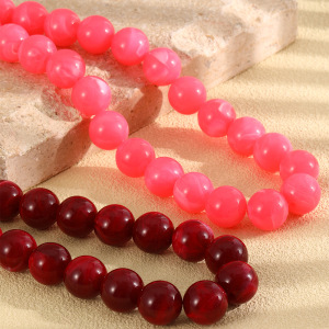Colliers De Perles Rétro Simples, Dégradé De Couleurs, En Résine Dorée Pour Femmes h5 Image3
