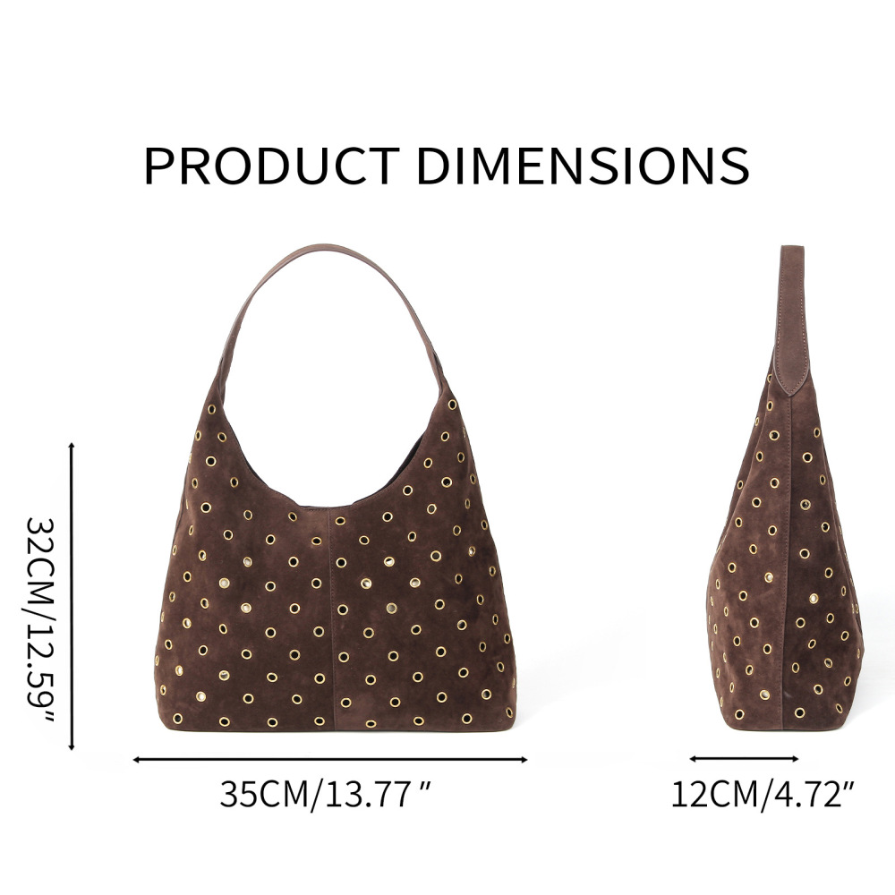 Sacs À Bandoulière Femme En Daim Clouté Et Ajouré, Style Streetwear Image3