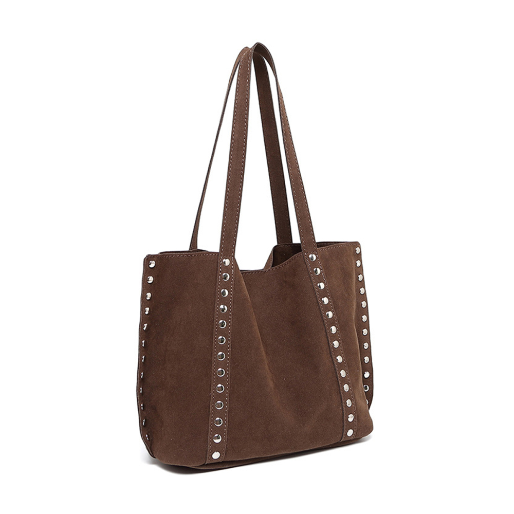 Sacs Fourre-Tout En Daim À Rivets Cloutés Style Bureau Pour Femmes h5Image2