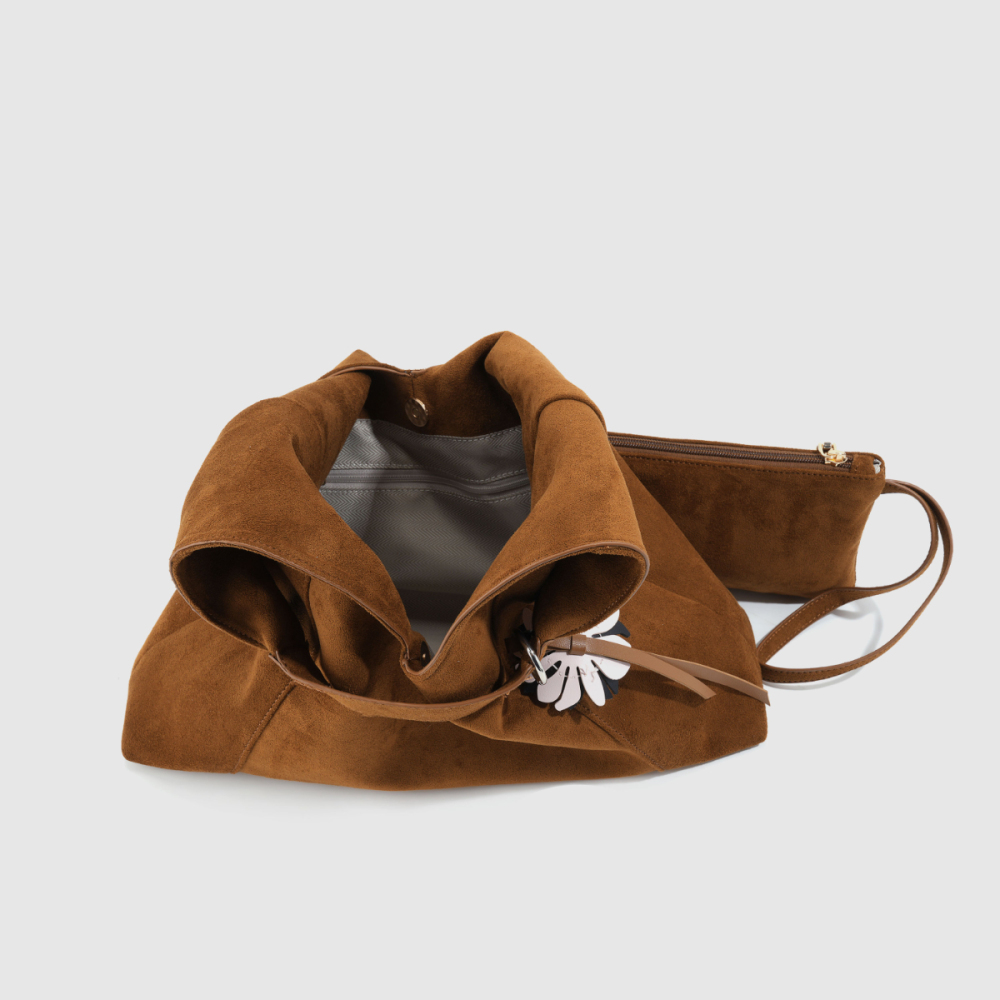 Sacs Cabas Minimalistes En Daim Uni Pour Femmes (Le Charm Pour Sac N'Est Pas Inclus.) Image5